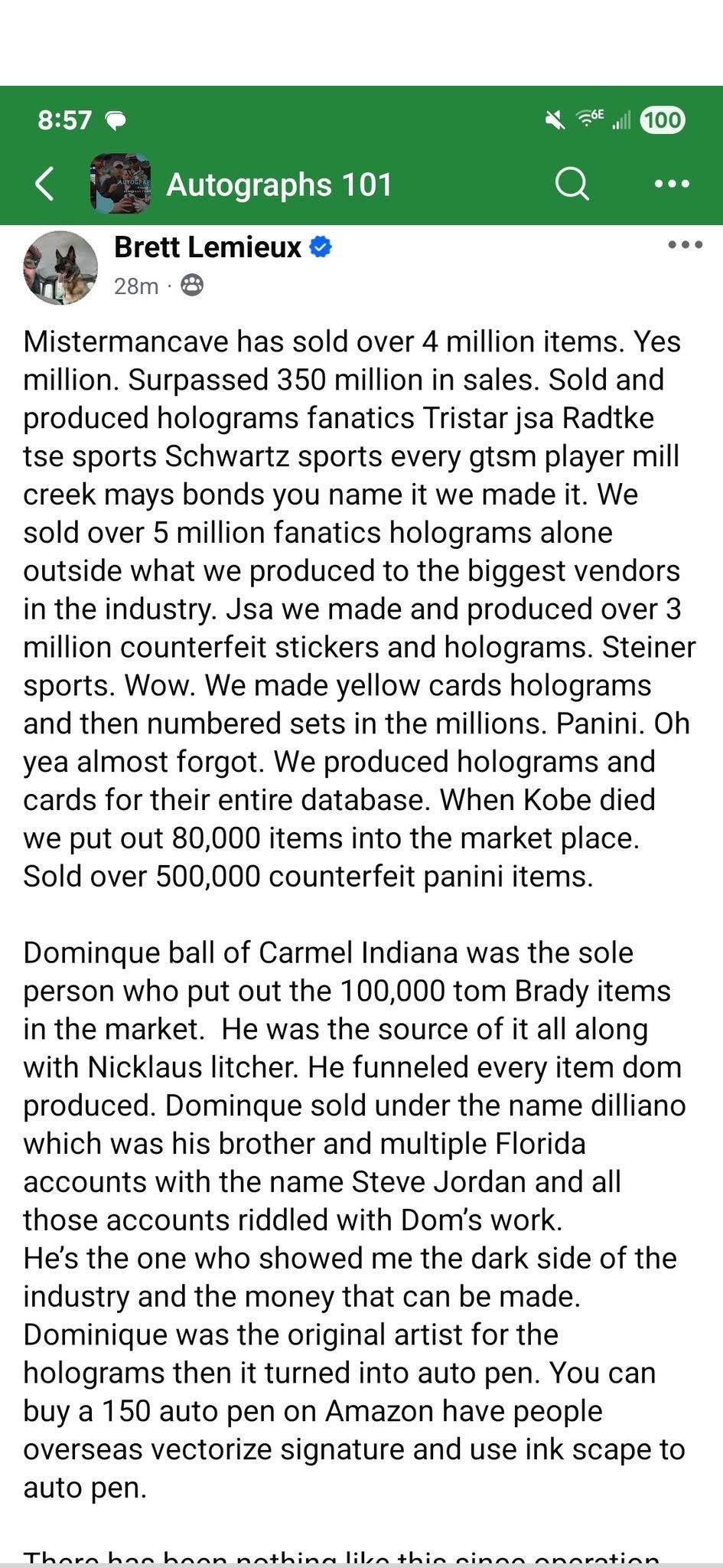 Brett Lemieux Facebook post on Wednesday, July 16, 2025. 