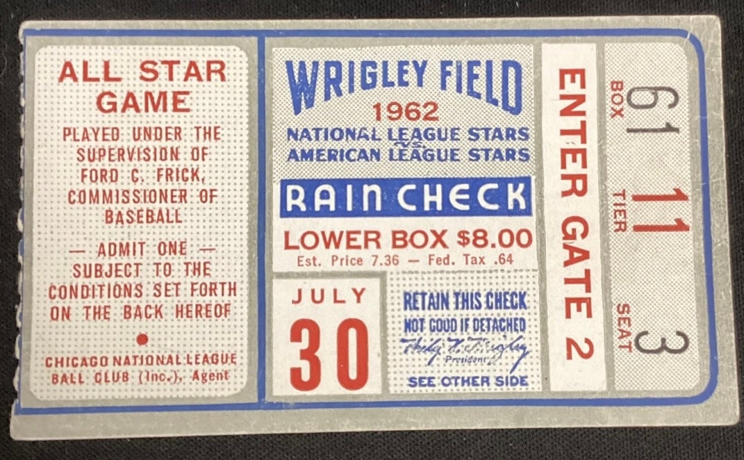 1962 All-Star Game ticket. 