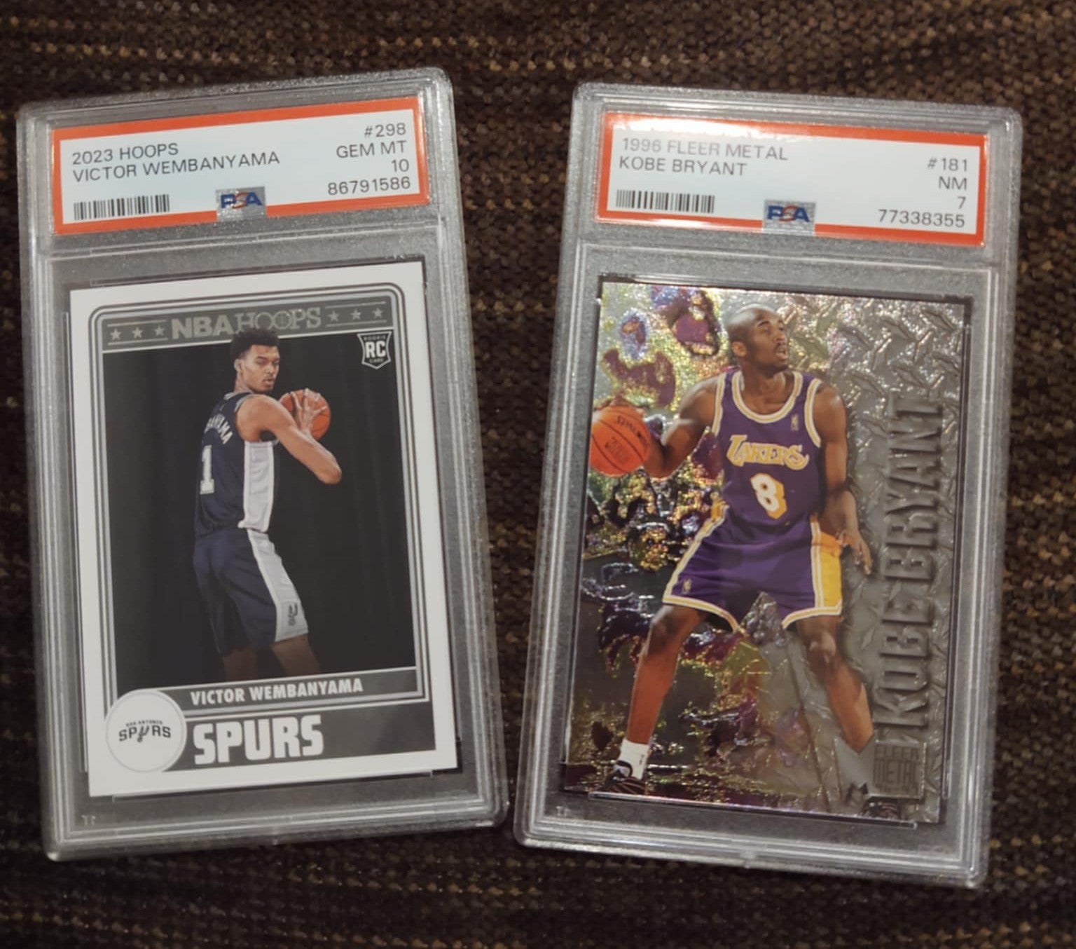 Neil Bowman's Victor Wembanyama and Kobe Bryant cards. 