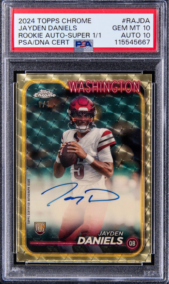 2024 Topps Chrome Jayden Daniels Rookie Auto Superfractor. 