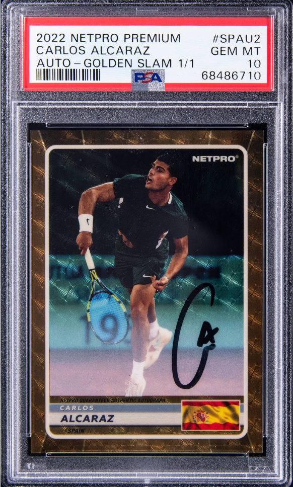2022 NetPro Premium Carlos Alcaraz Gland Slam Rookie card. 