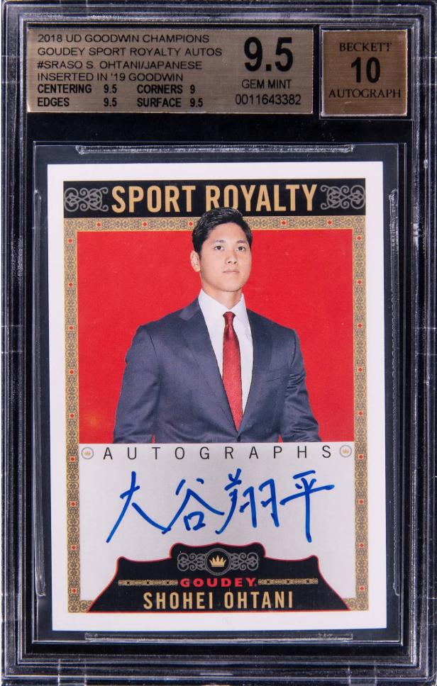 2018 UD Goodwin Champions Goudey Sport Royalty Shohei Ohtani Auto card. 