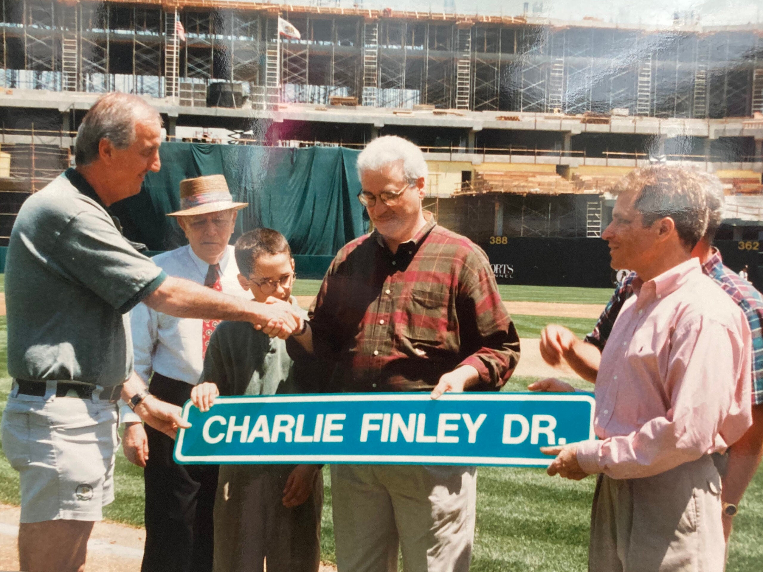 Charlie Finley Dr. street sign. 