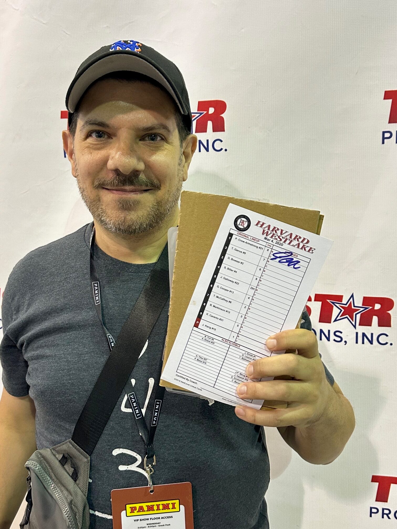 Collector Mark Rusciano had Cubs star Pete Crow-Armstrong sign a line-up card from his high school career. 
