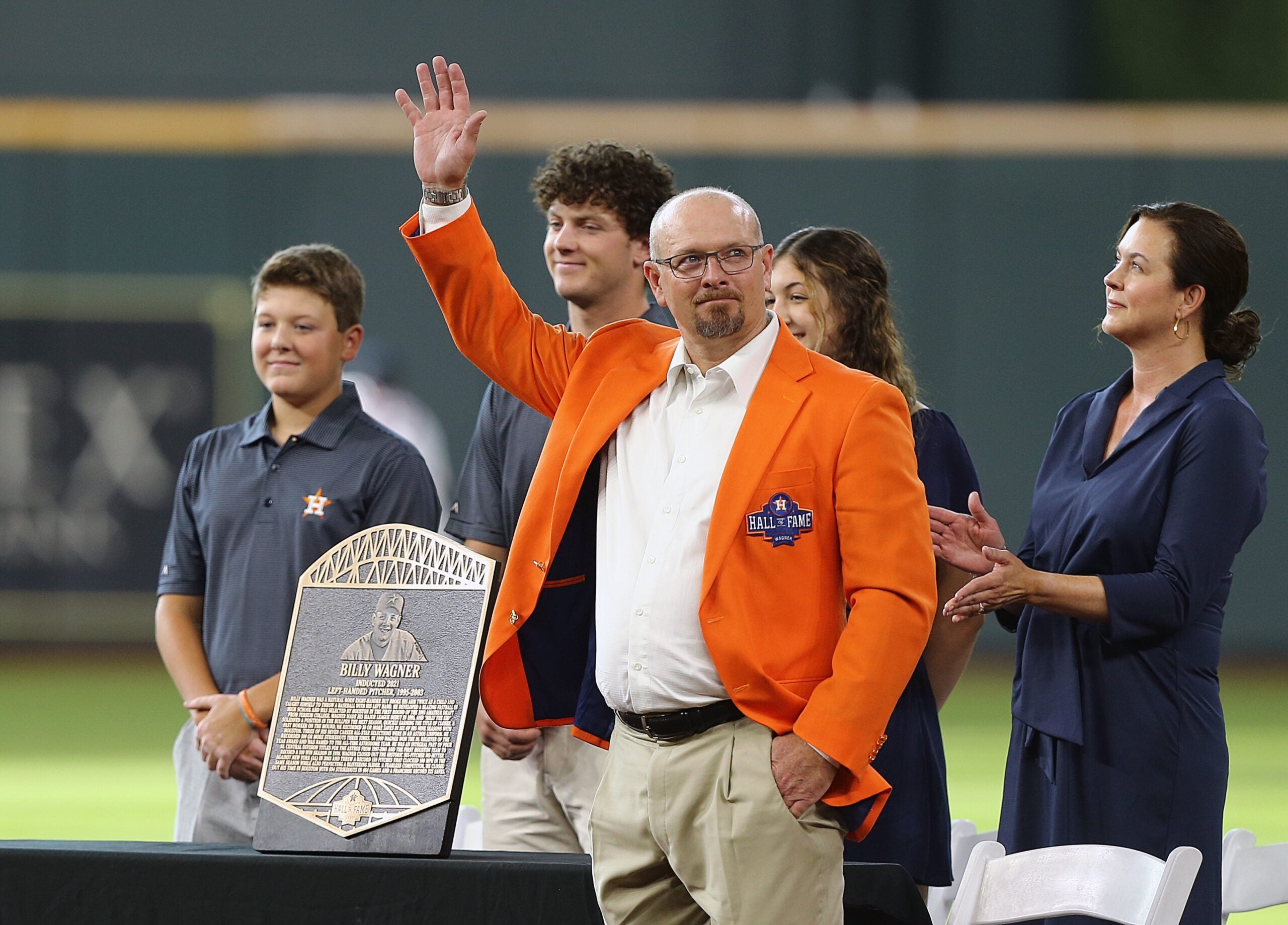 Billy Wagner is inducted into the Astros Hall of Fame in 2021. 