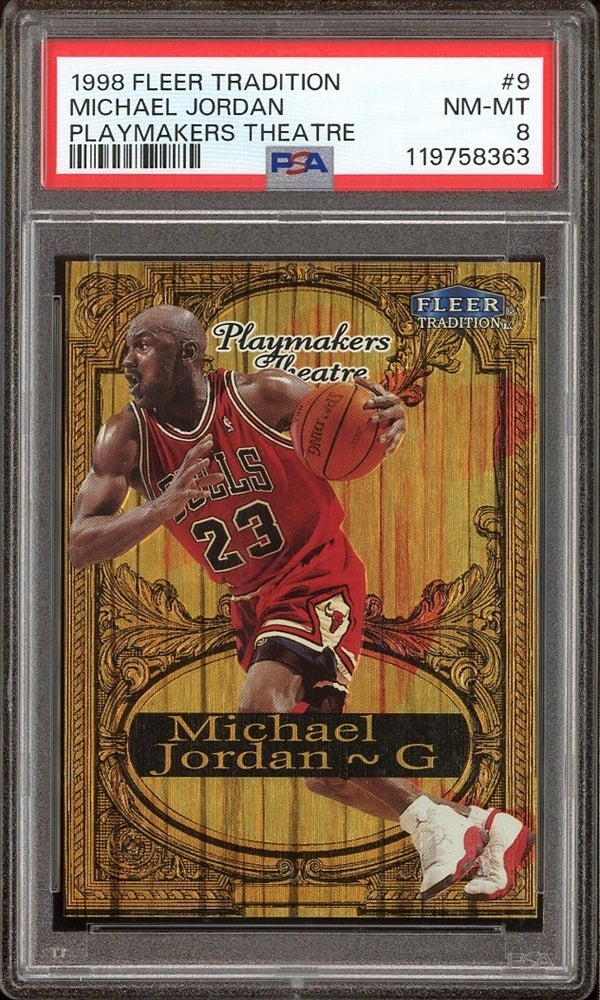 1998 Fleer Tradition Michael Jordan Playmakers Theatre card. 