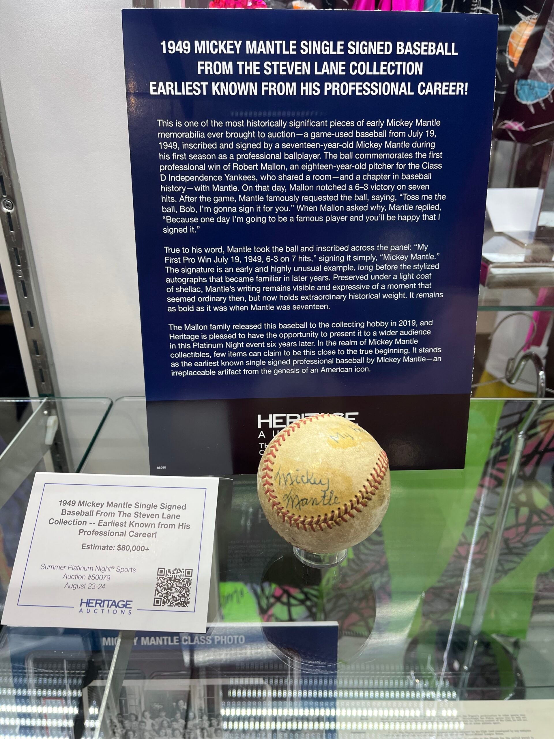 1949 Mickey Mantle-signed baseball. 