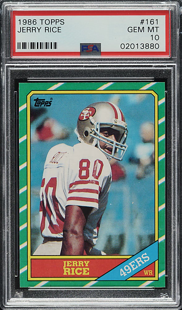 1986 Topps Football #161 Jerry Rice Rookie card. 