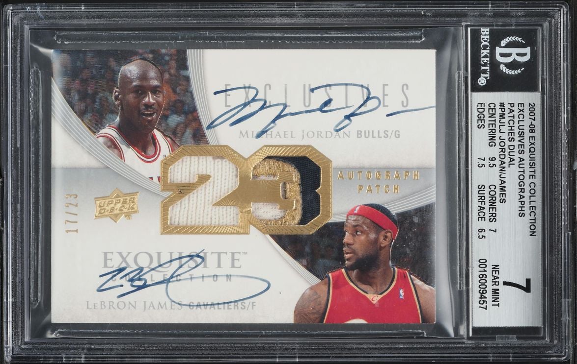 2007-08 Exquisite Collection Exclusive Autographs Michael Jordan/LeBron James Patch Auto. 