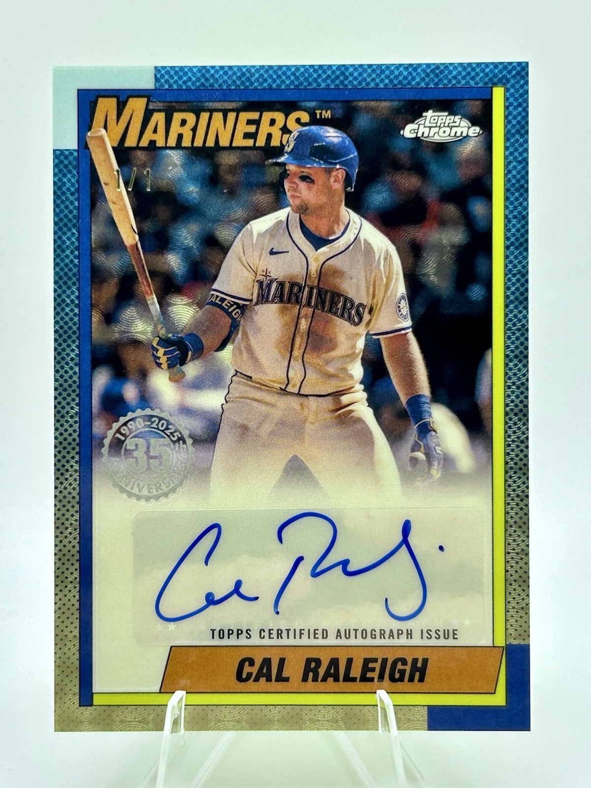 2025 Topps Series 2 Chrome Mojo Cal Raleigh card.