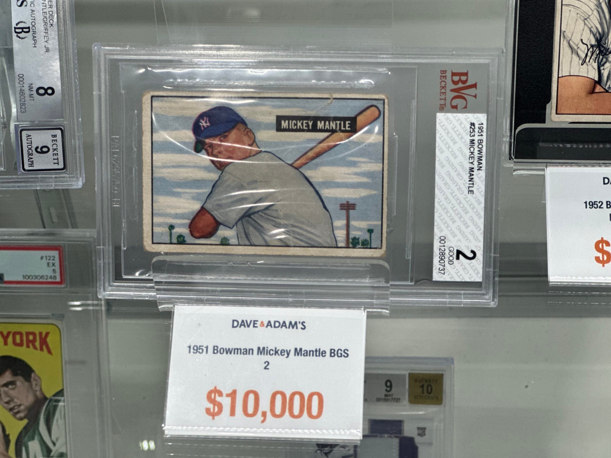 1951 Bowman Mickey Mantle card at Dave & Adam's New York City store. 