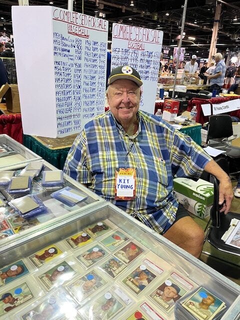 Longtime dealer Kit Young attends his 43rd National Sports Collectors Convention. 