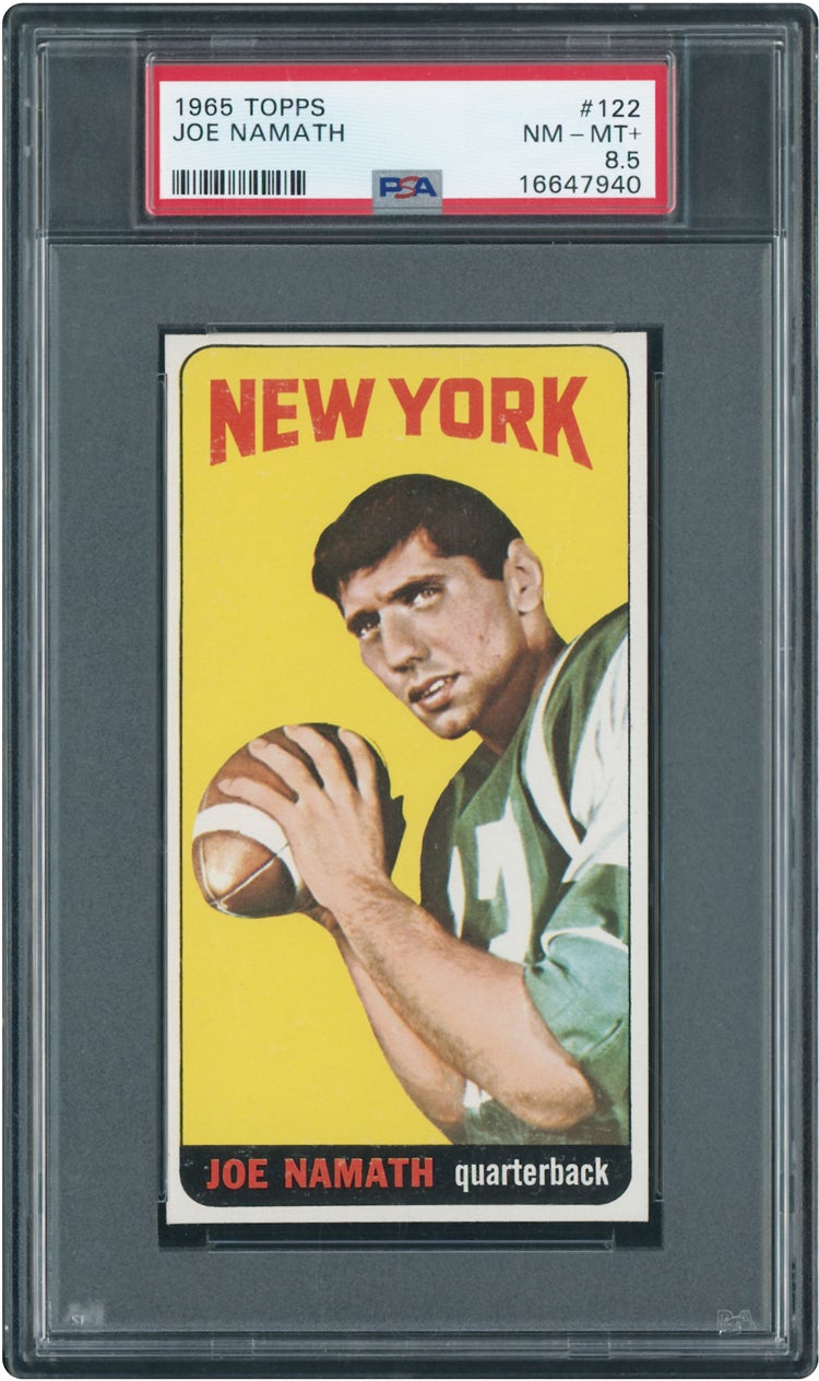 1965 Topps Joe Namath Tall Boy rookie card. 