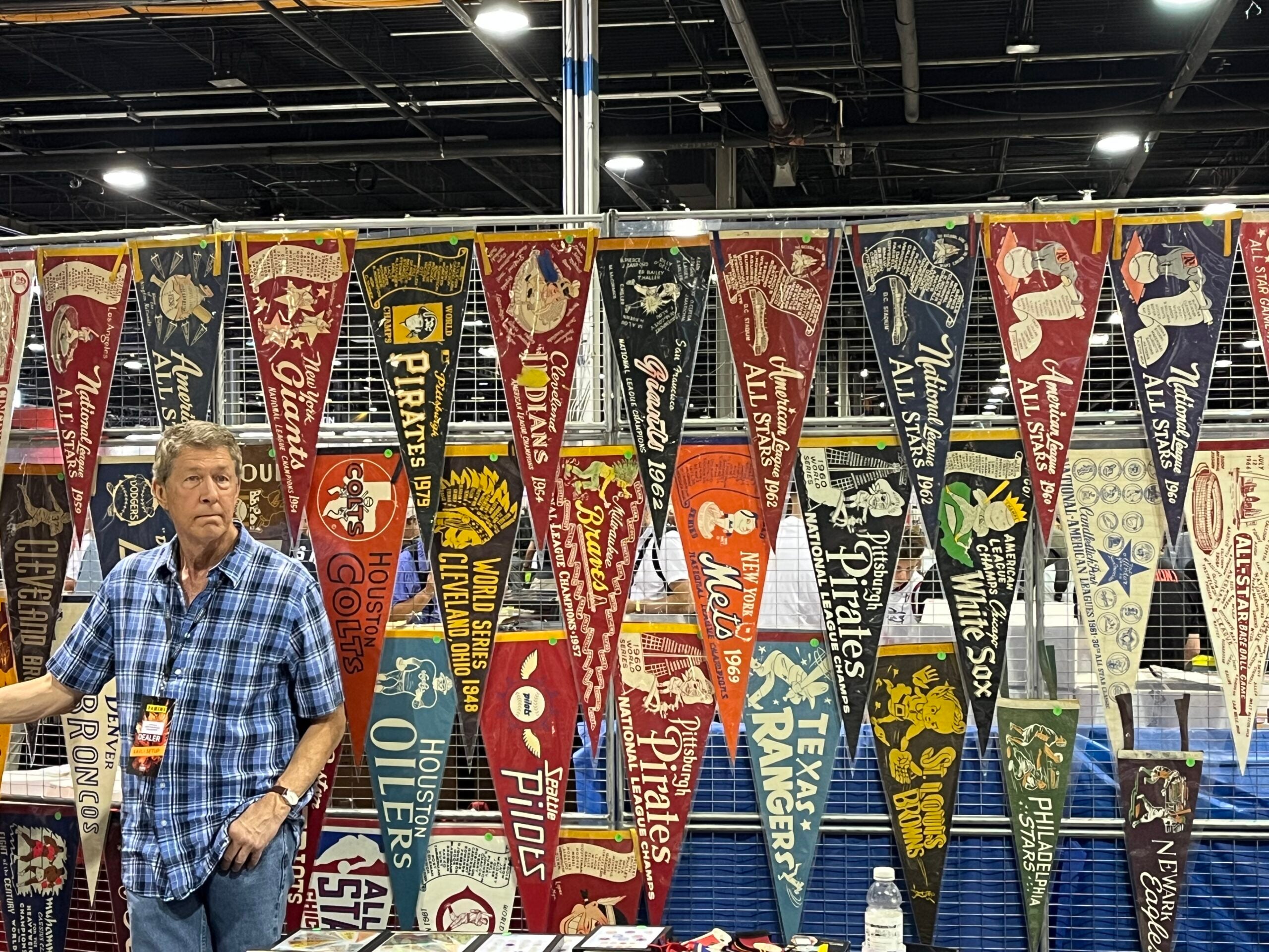 Vintage pennants for sale at The National. 