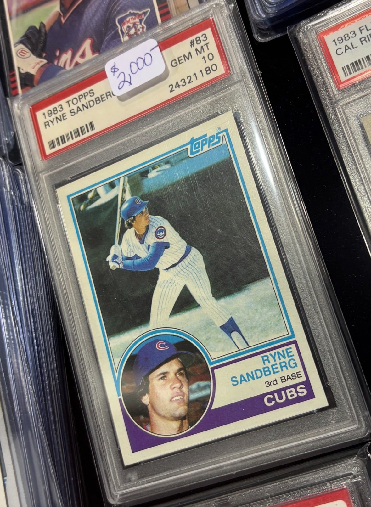 Ryne Sandberg's 1983 Topps rookie card priced at $2,000 at The National. 