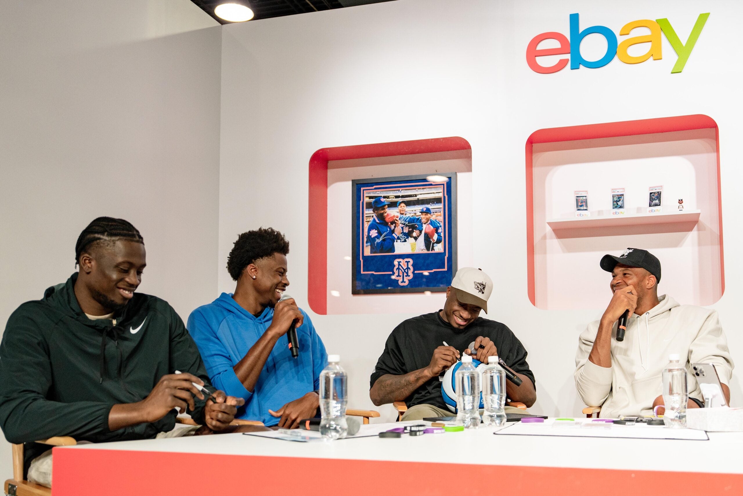 The Antetokounmpo brothers sign autographs on eBay Live at The National. 