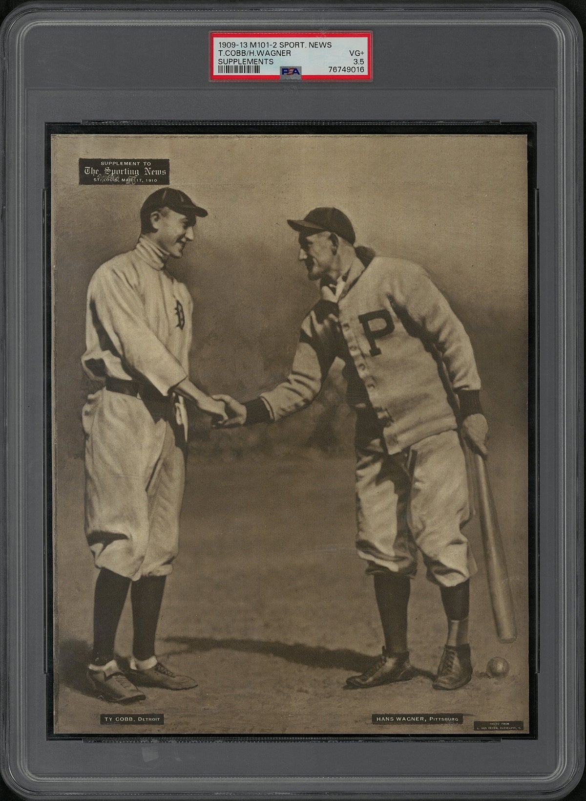 1903-11 M101-2 Sporting News Ty Cobb/Honus Wagner card. 