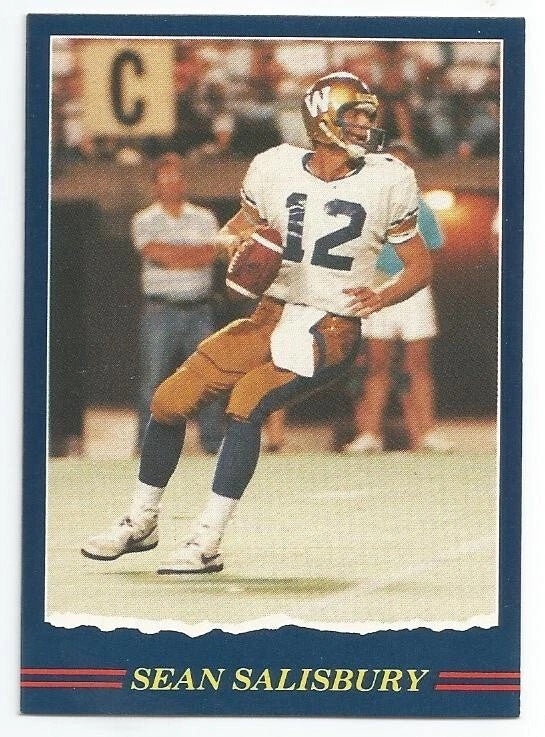 1988 JOGO Winnipeg Blue Bombers Sean Salisbury card. 
