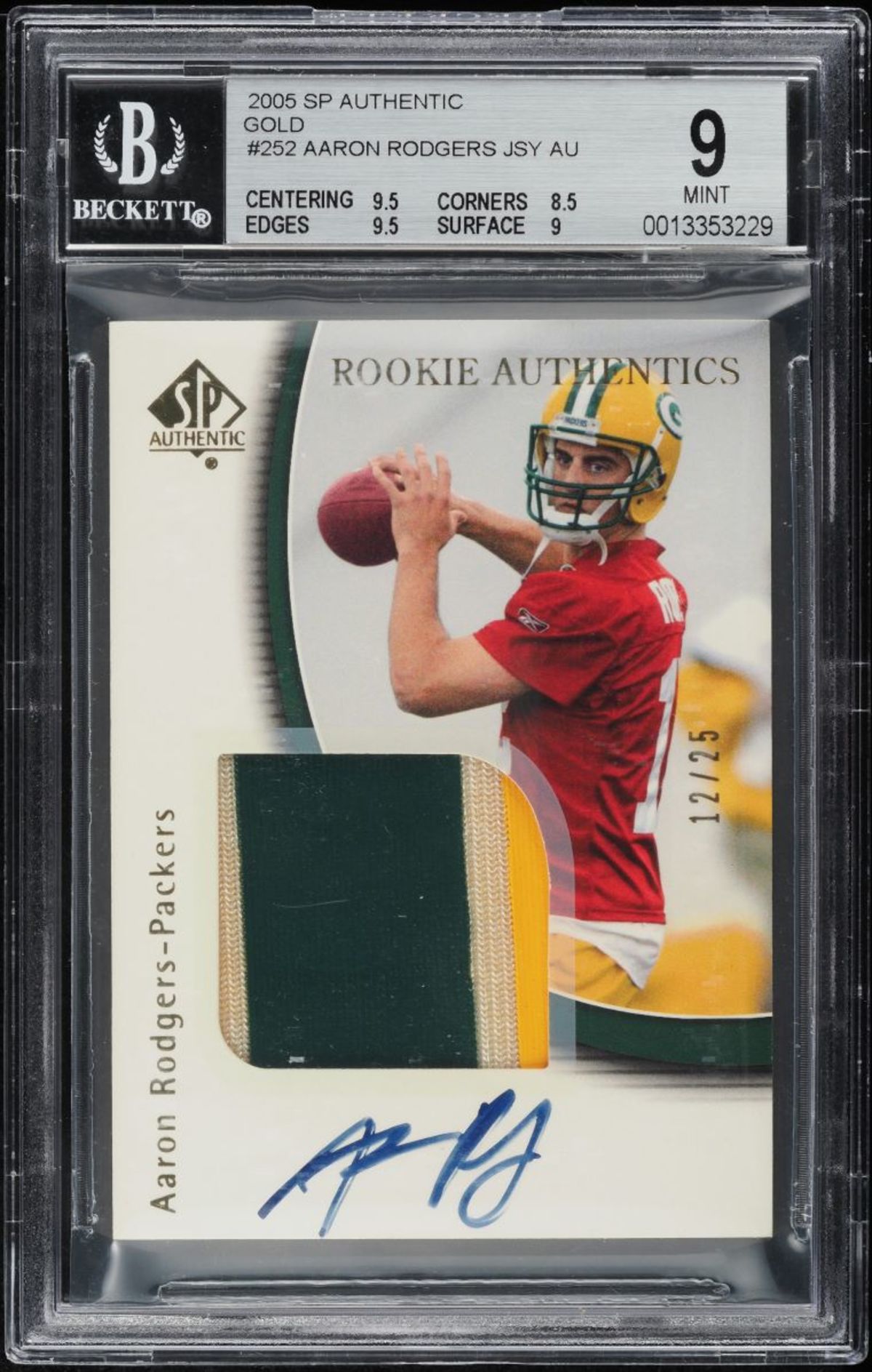 2005 SP Authentic Gold Aaron Rodgers Rookie card. 