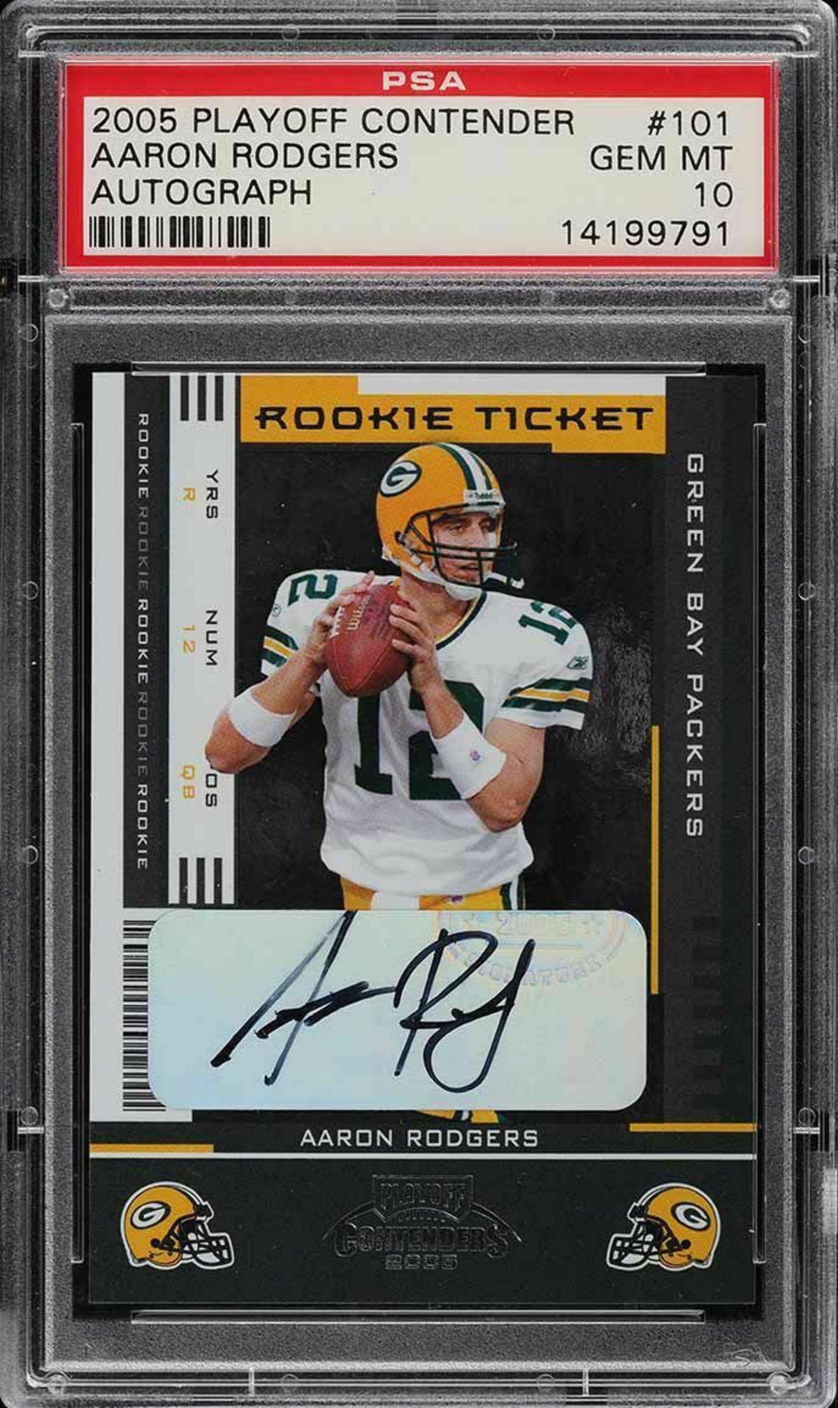 2005 Playoff Contenders Aaron Rodgers Auto card. 