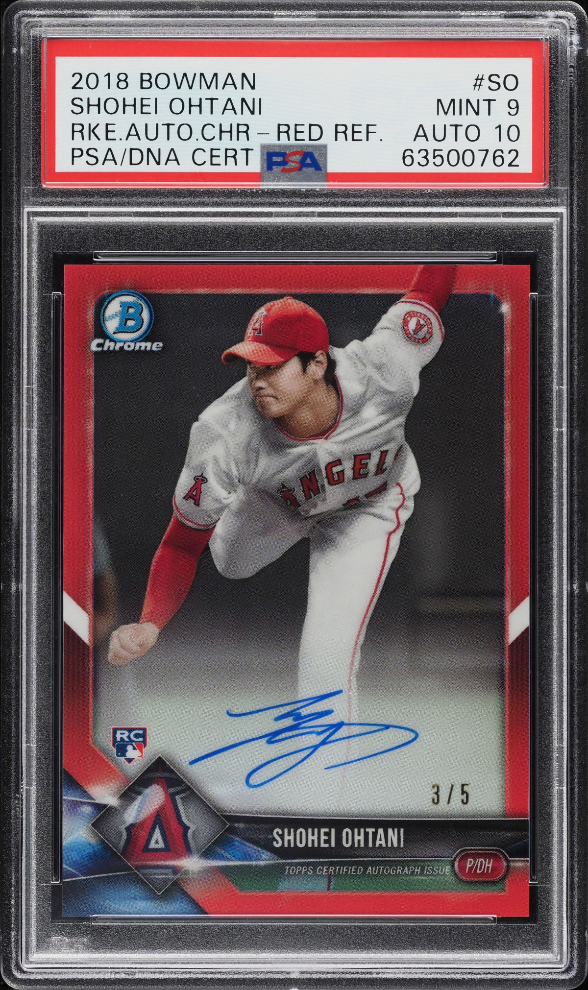 2018 Bowman Shohei Ohtani Rookie Auto Red Refractor. 