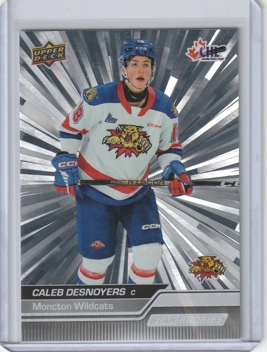 2023-24 UD CHL Caleb Desnoyers card. 