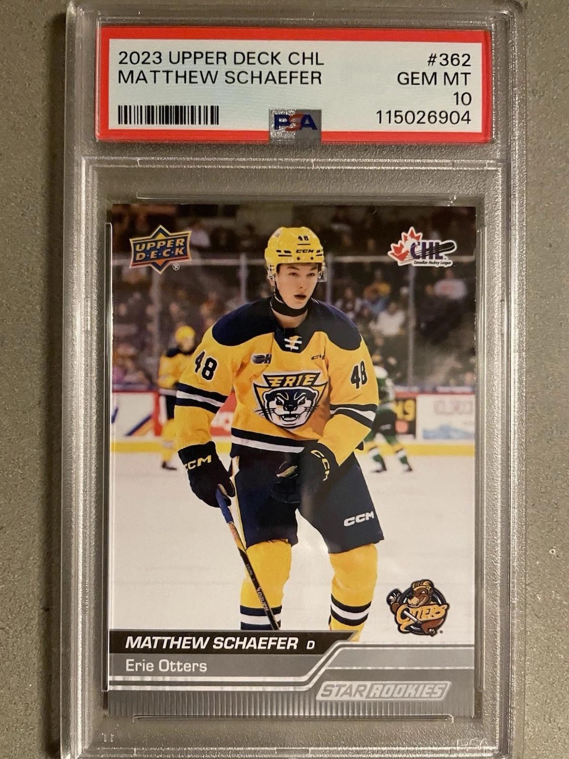2023 Upper Deck CHL Matthew Schaeffer card. 