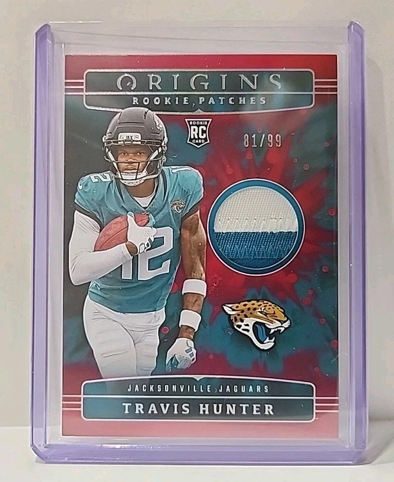 2025 Panini Origins Travis Hunter Rookie Patch card. 