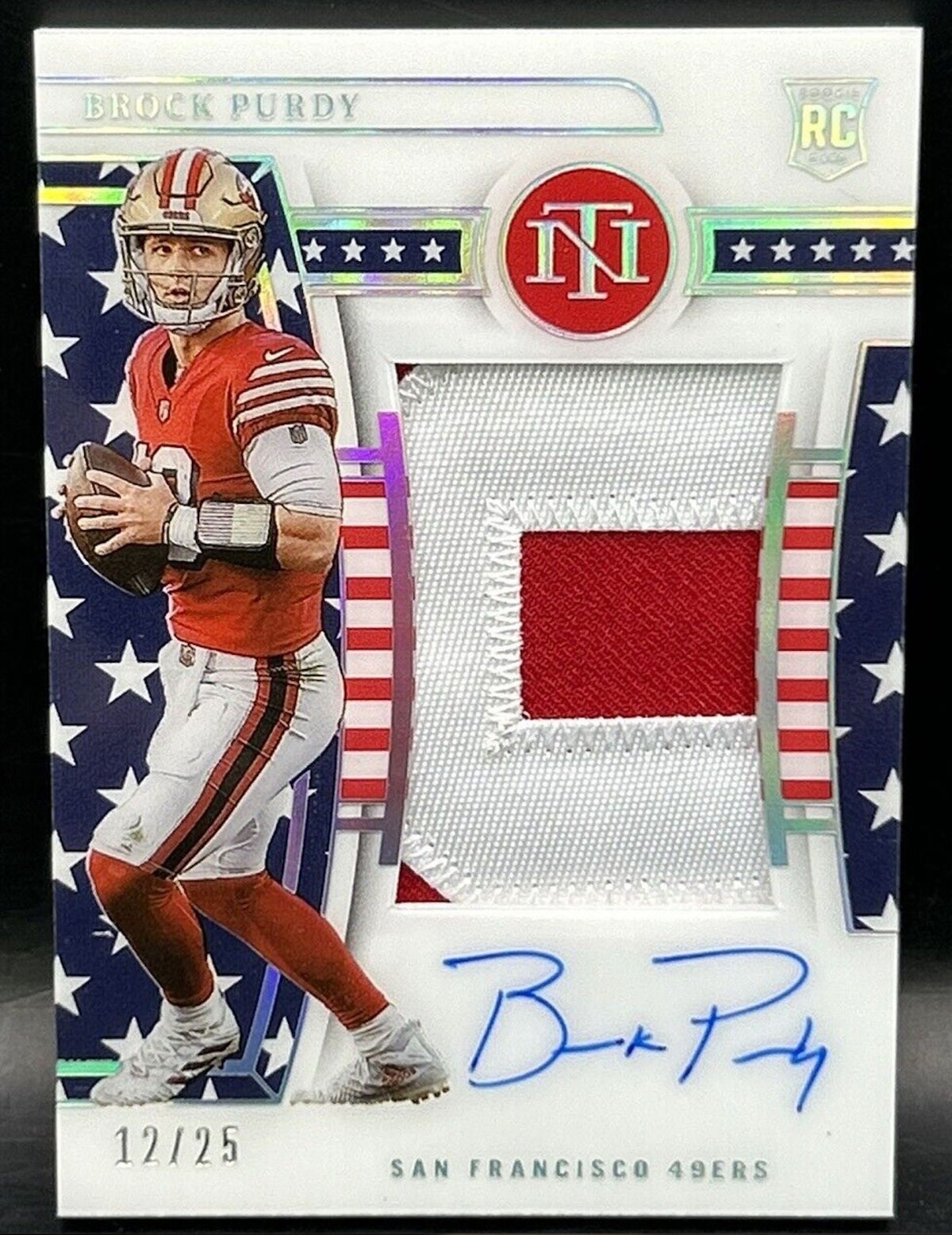 2022 National Treasures Brock Purdy Stars & Stripes RPA. 