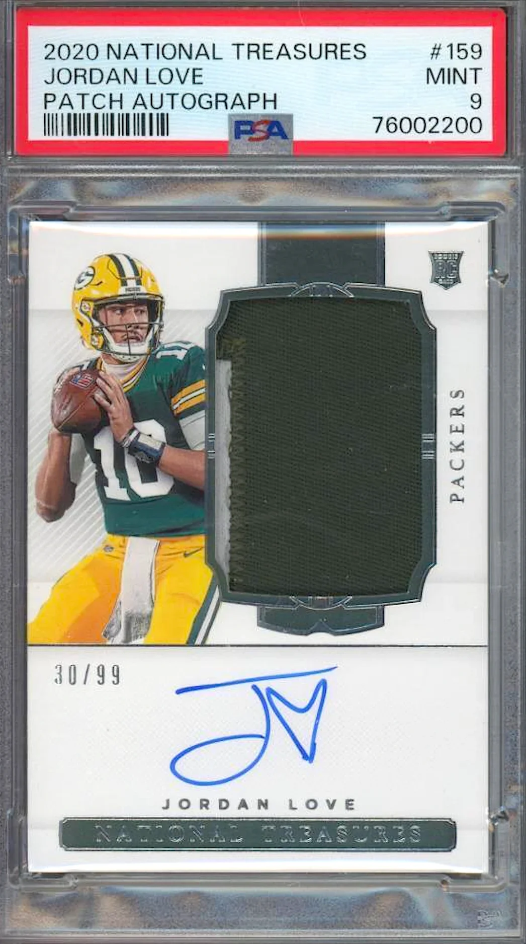 2020 National Treasures Jordan Love RPA. 