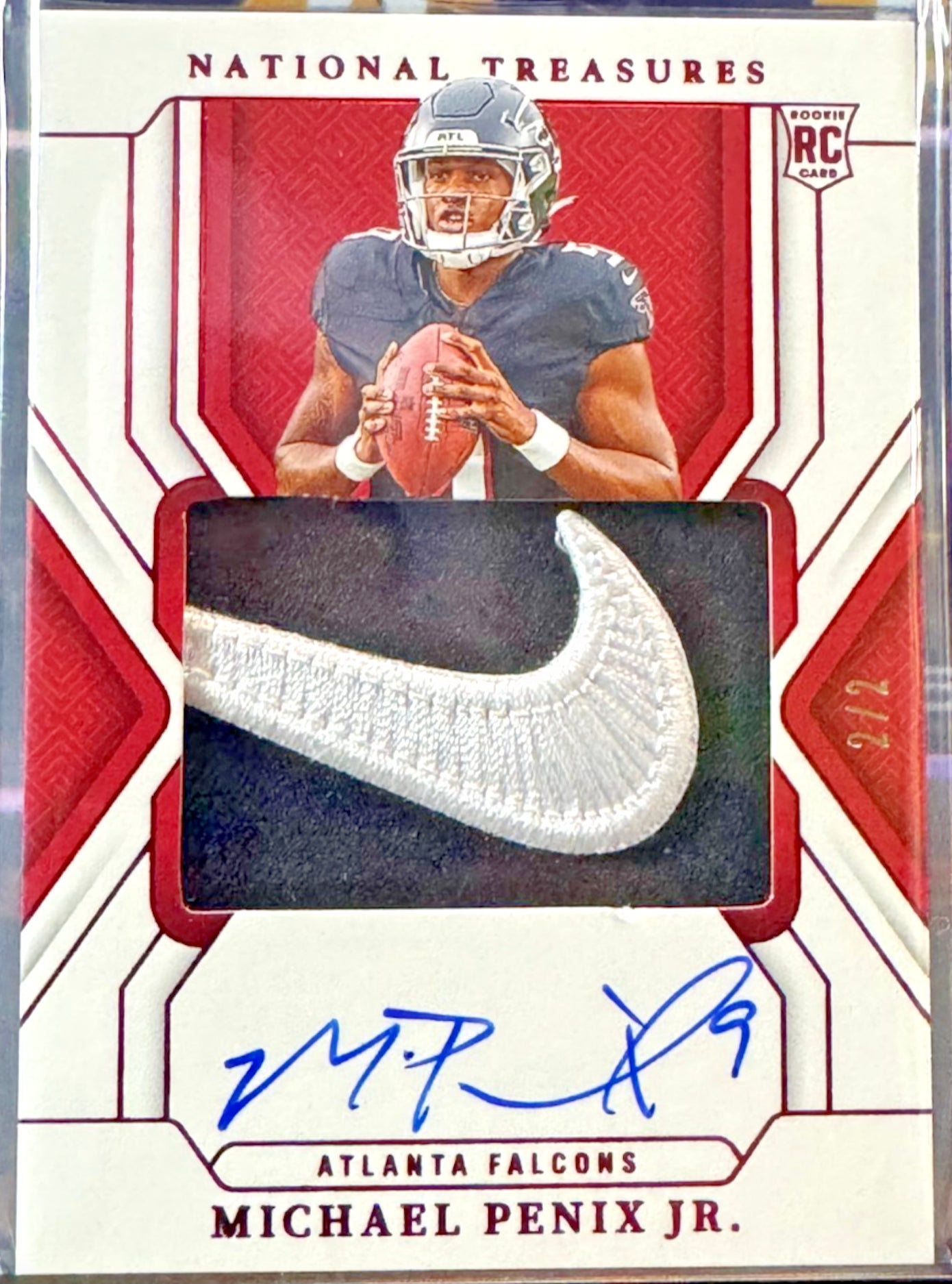 2024 Panini National Treasures Michael Penix Auto Patch card.