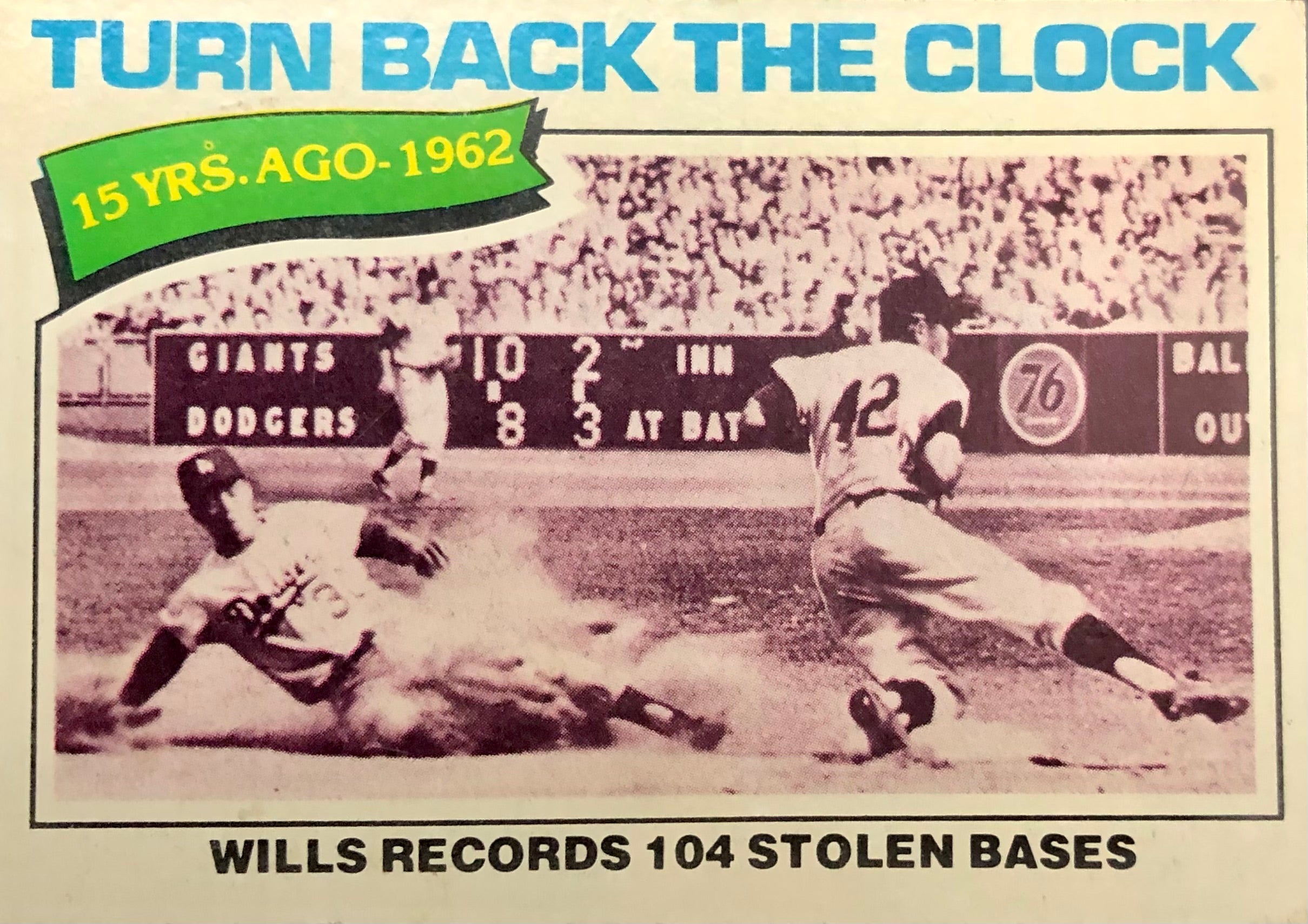 1977 Topps Turn Back The Clock Maury Wills card. 