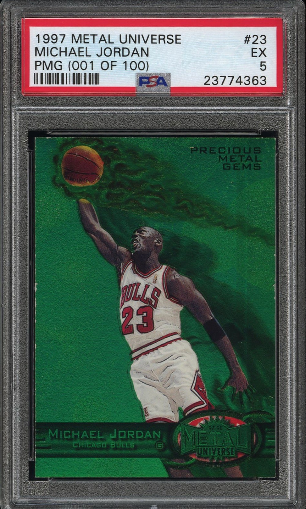 1997 Metal Universe Michael Jordan Precious Metal Gems Green card. 