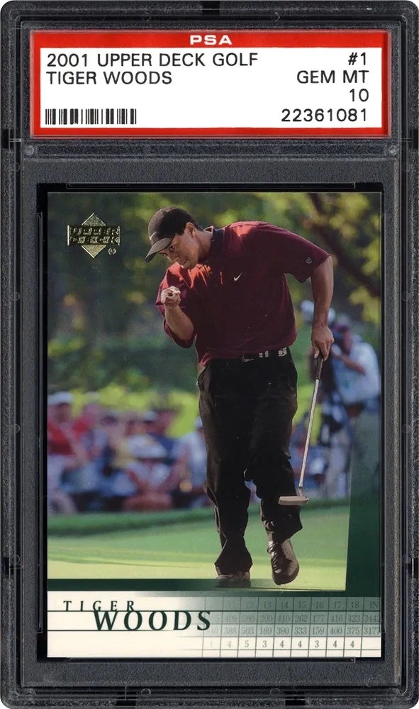 2001 Upper Deck Golf Tiger Woods card. 