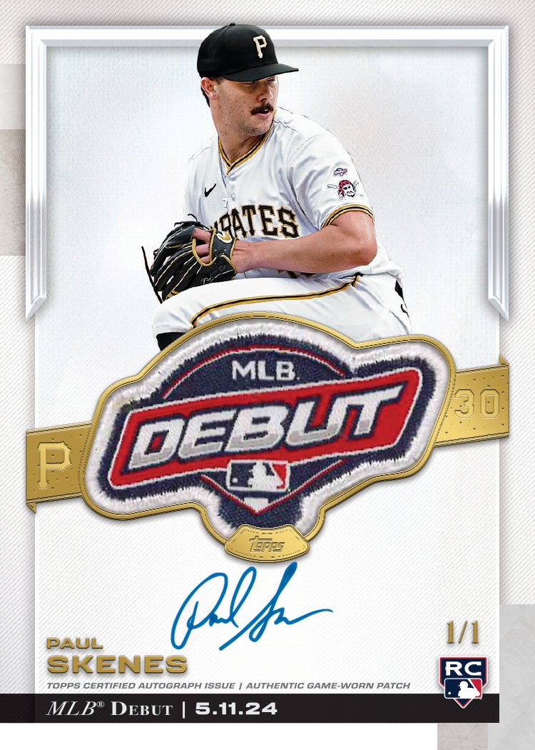 2024 Topps Chrome Paul Skenes MLB Rookie Debut Patch card. 