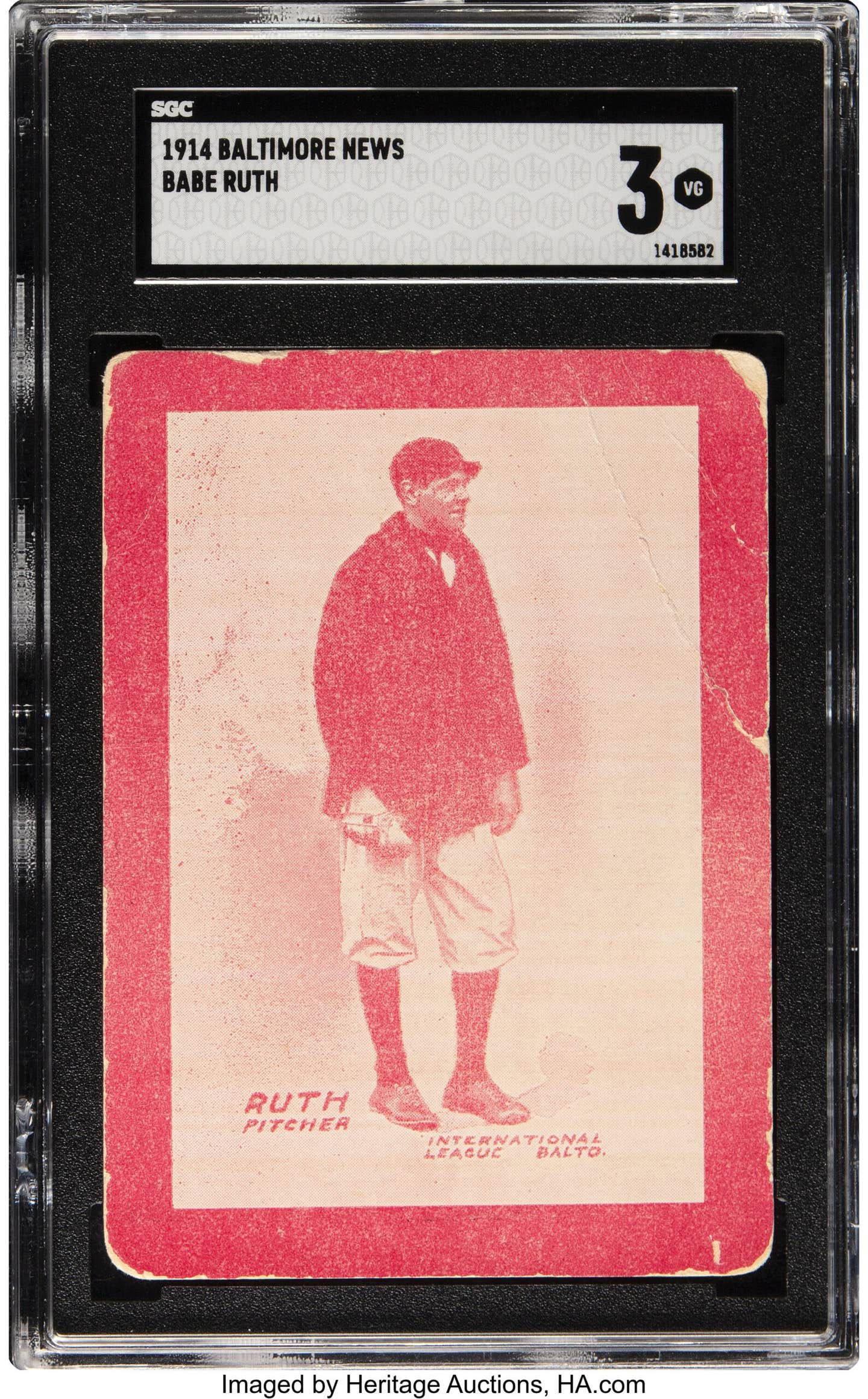1914 Baltimore News Babe Ruth rookie card.