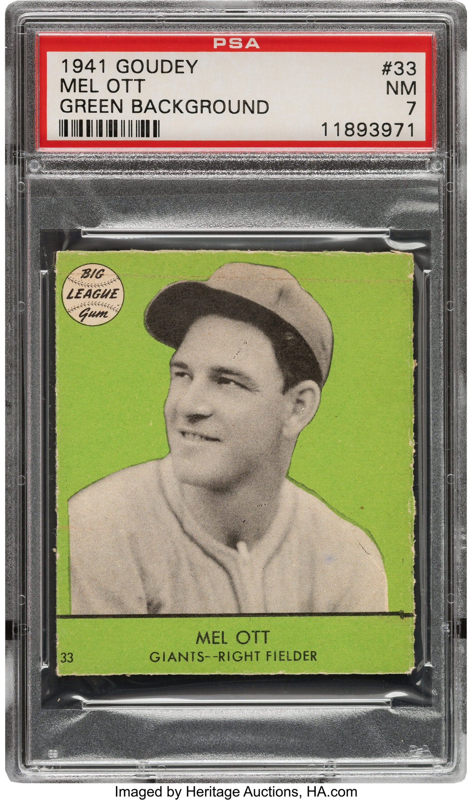 1941 Goudey Mel Ott Green card. 