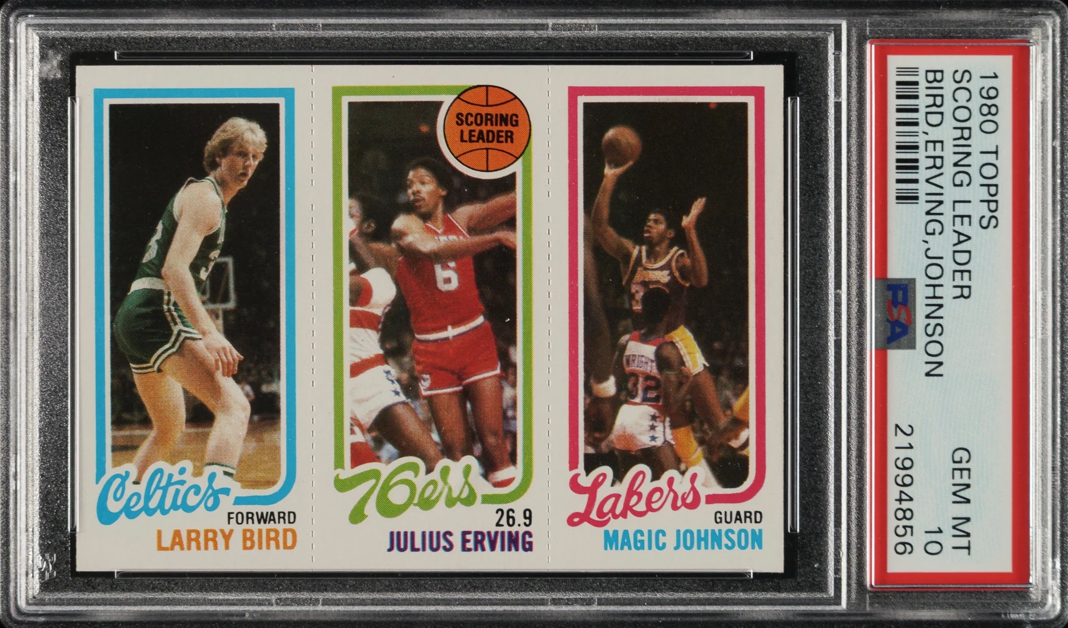 1980 Topps Larry Bird/Julius Erving/Magic Johnson rookie card. 