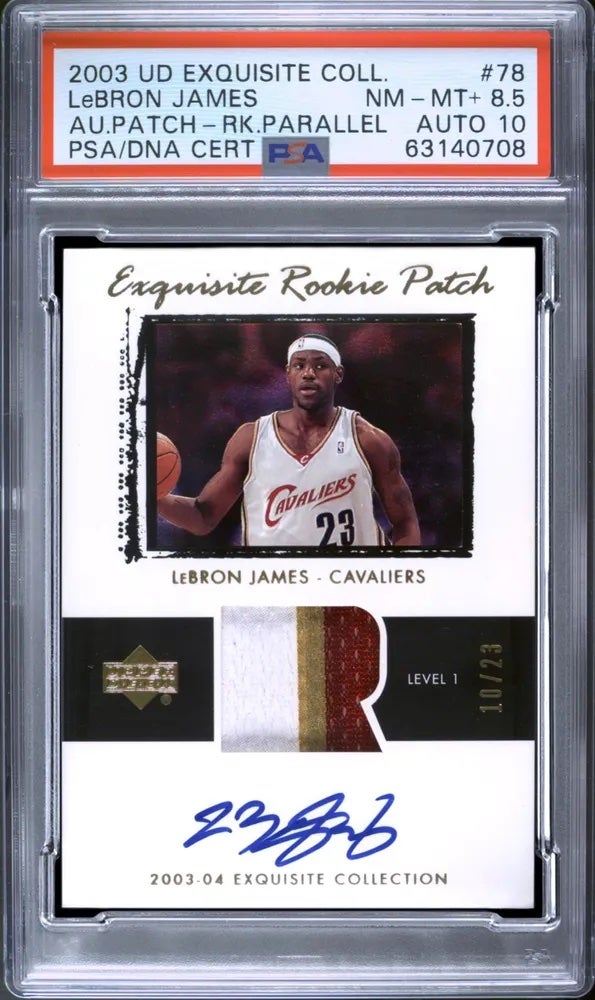 2003 UD Exquisite Collection LeBron James Rookie Patch Auto. 