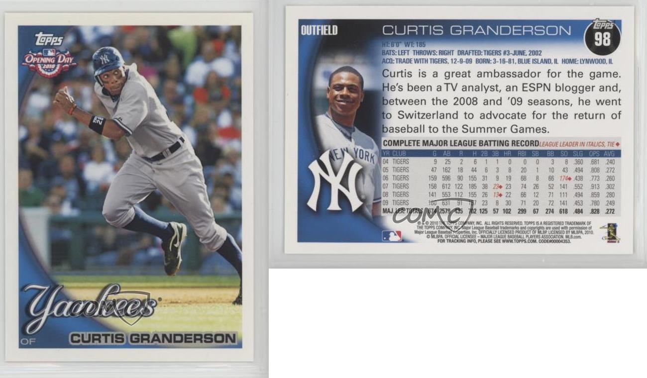 2010 Topps Opening Day Curtis Granderson card. 