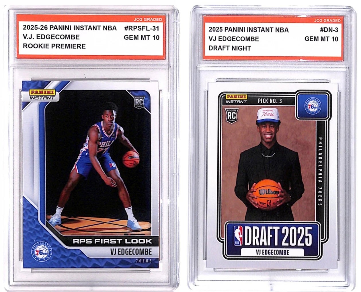 2025 Panini Instant VJ Edgecombe cards. 