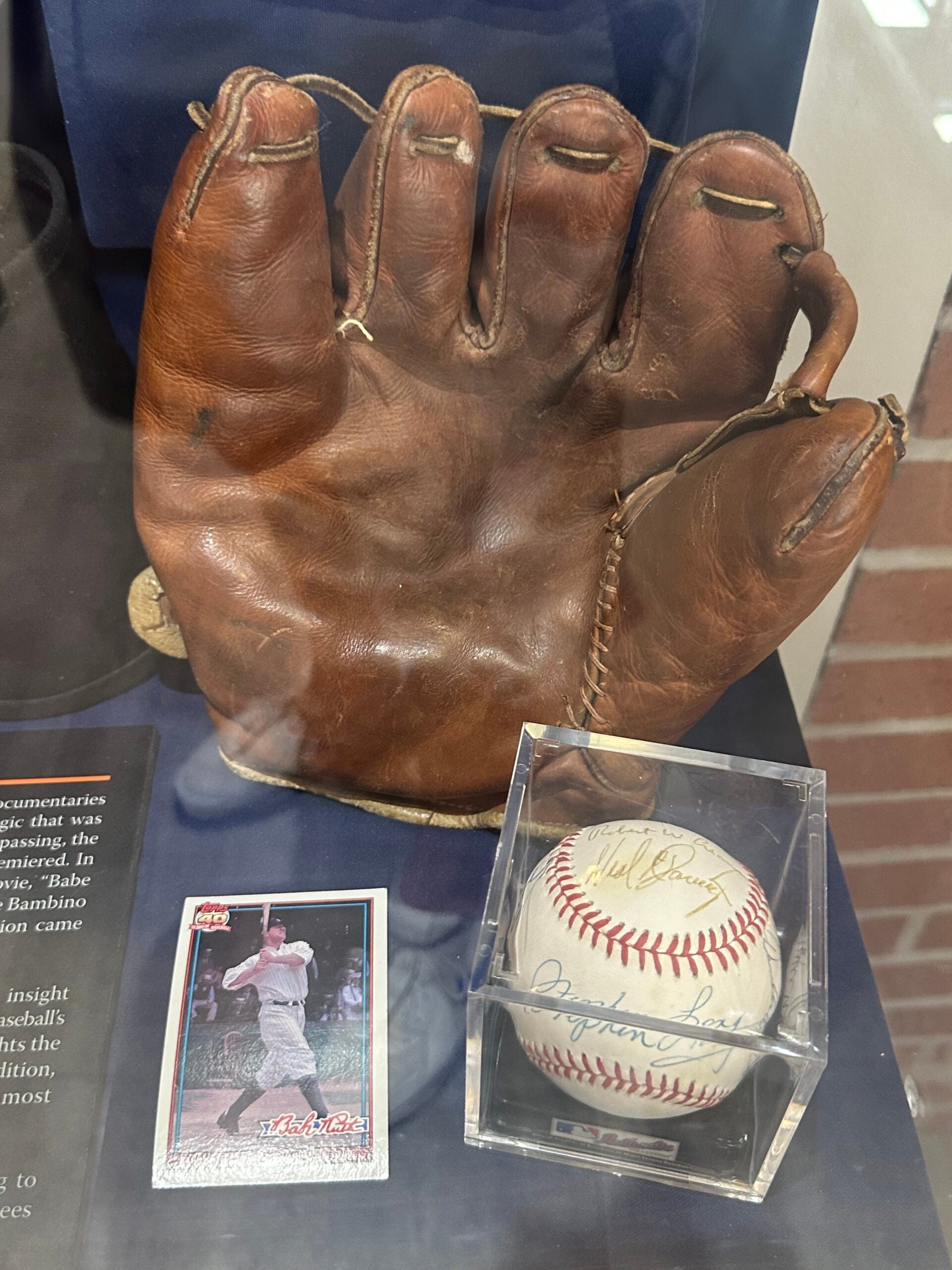 Babe Ruth glove and memorabilia at the Babe Ruth Birthplace Museum. 