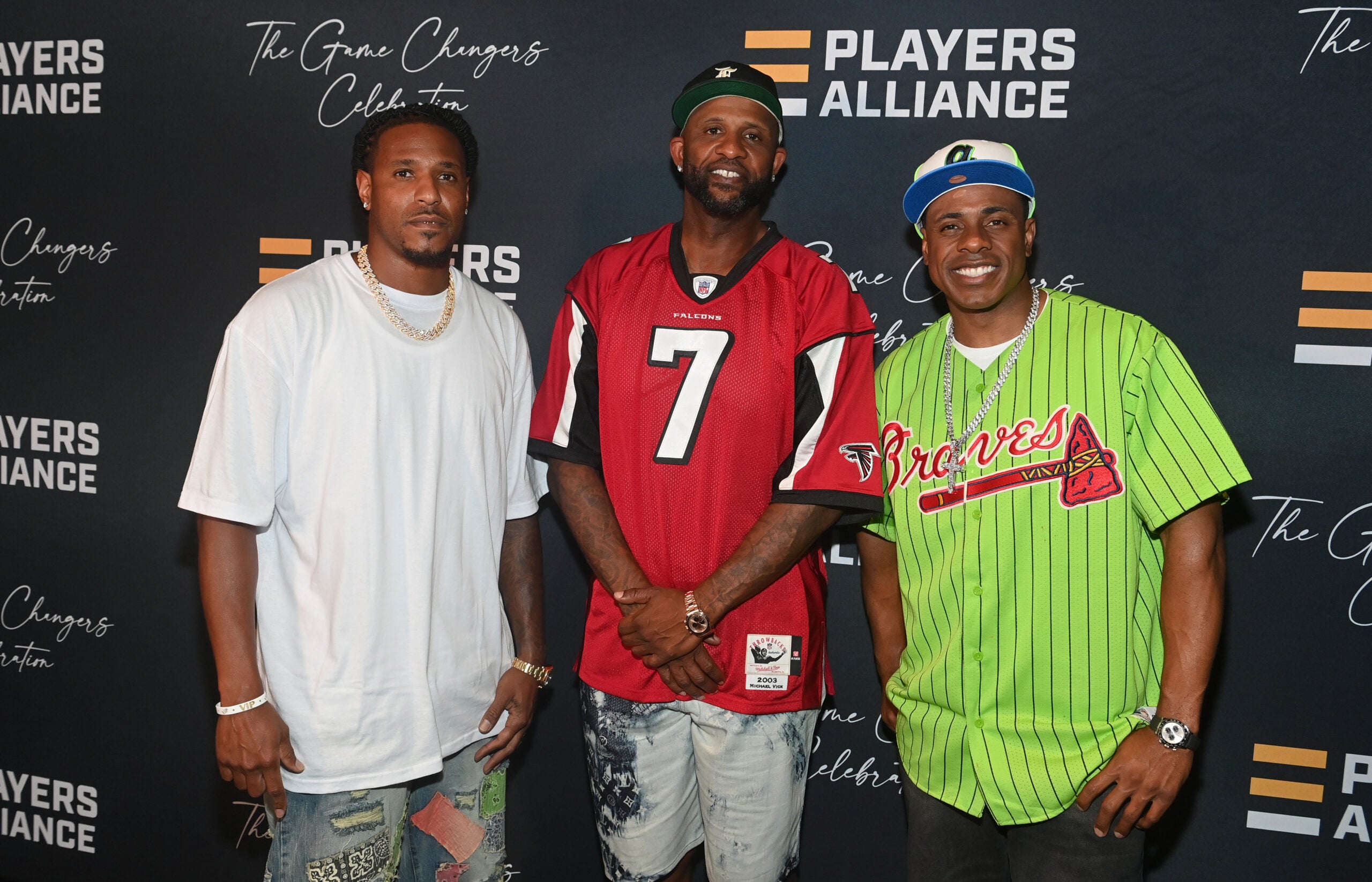 Curtis Granderson (right) with Edwin Jackson (left) and CC Sabathia at The Players Alliance 2025 Game Changers Celebration during MLB All-Star Game weekend in Atlanta. 