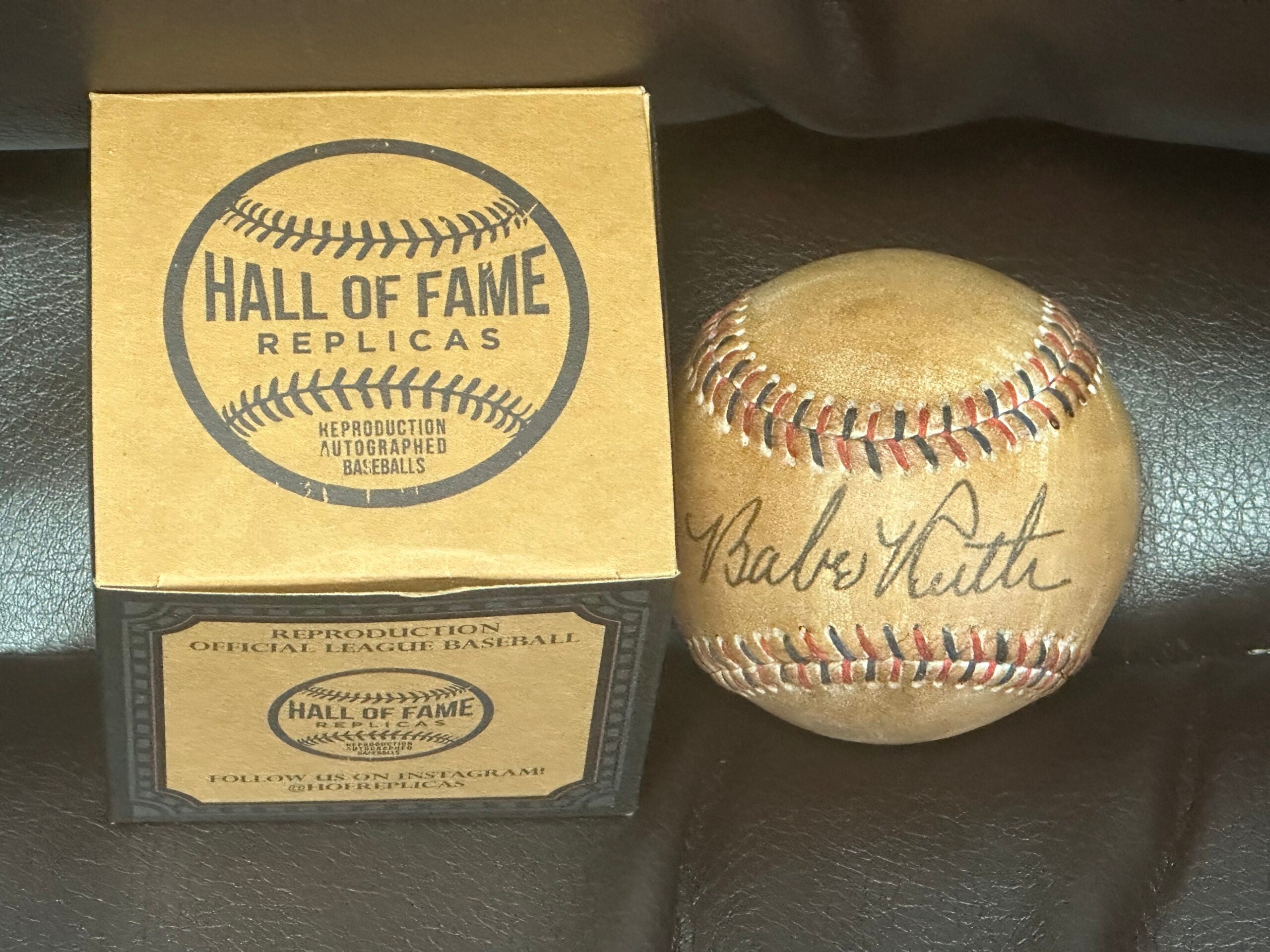 Replica Babe Ruth autographed baseball from the Babe Ruth Birthplace Museum. 