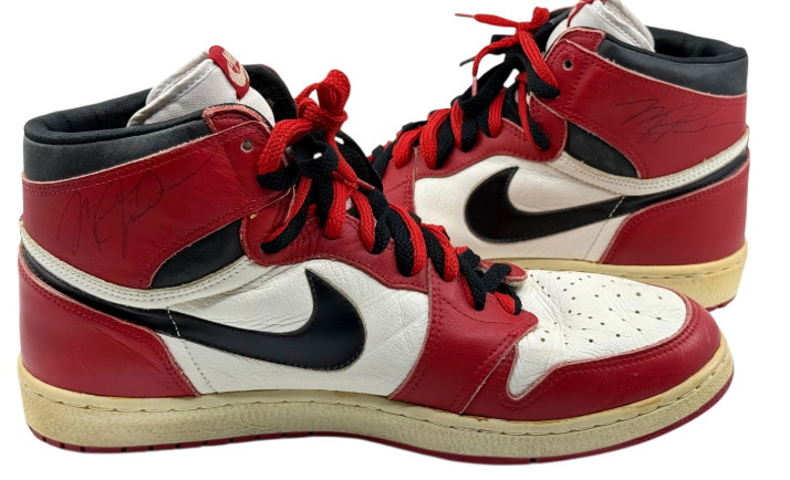 Michael Jordan game-worn shoes from the 1985 Bulls-Pistons game. 