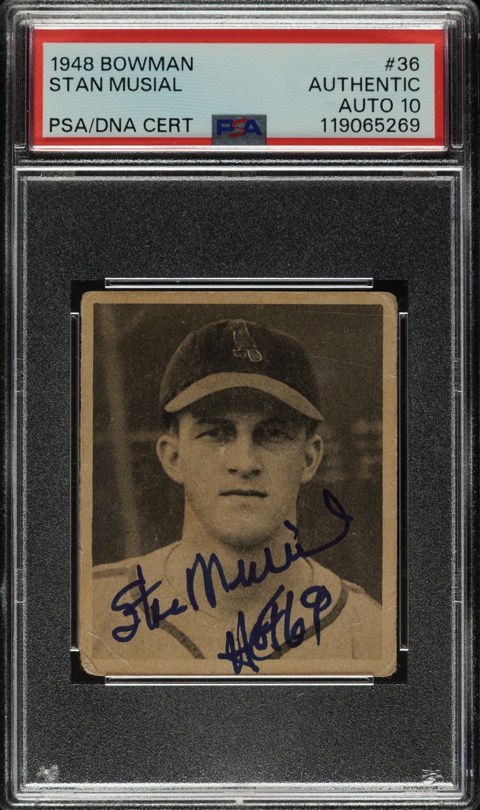 Signed 1948 Bowman Stan Musial card. 