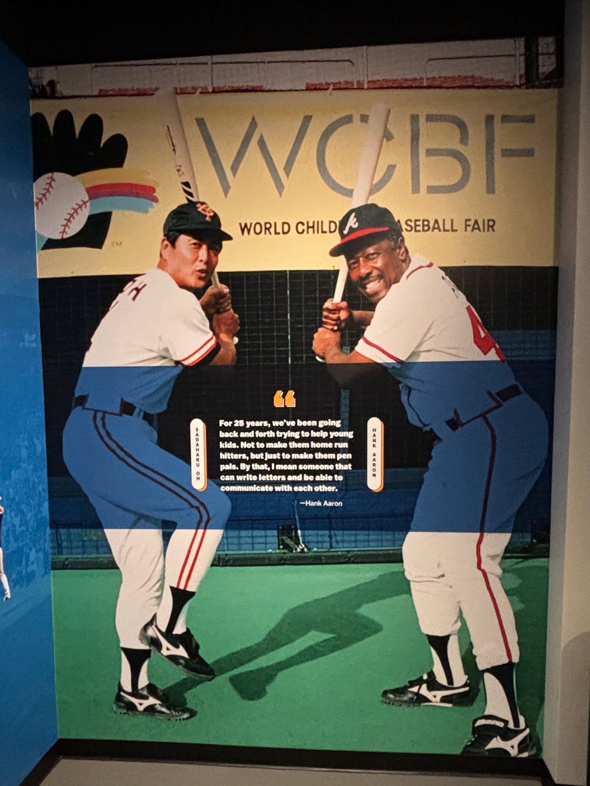Baseball slugger Sadaharu Oh and Hank Aaron in the Yakyu Baseball exhibit at the Baseball Hall of Fame. 