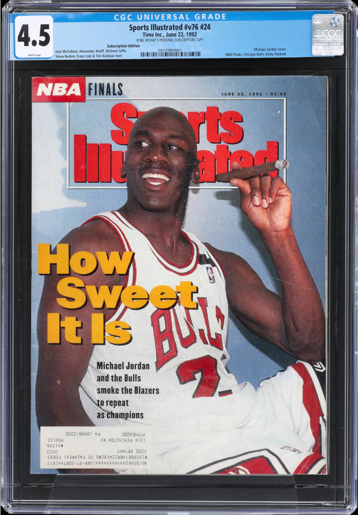 June 22, 1992 cover of Sports Illustrated featuring Michael Jordan and owned by Kobe Bryant. 