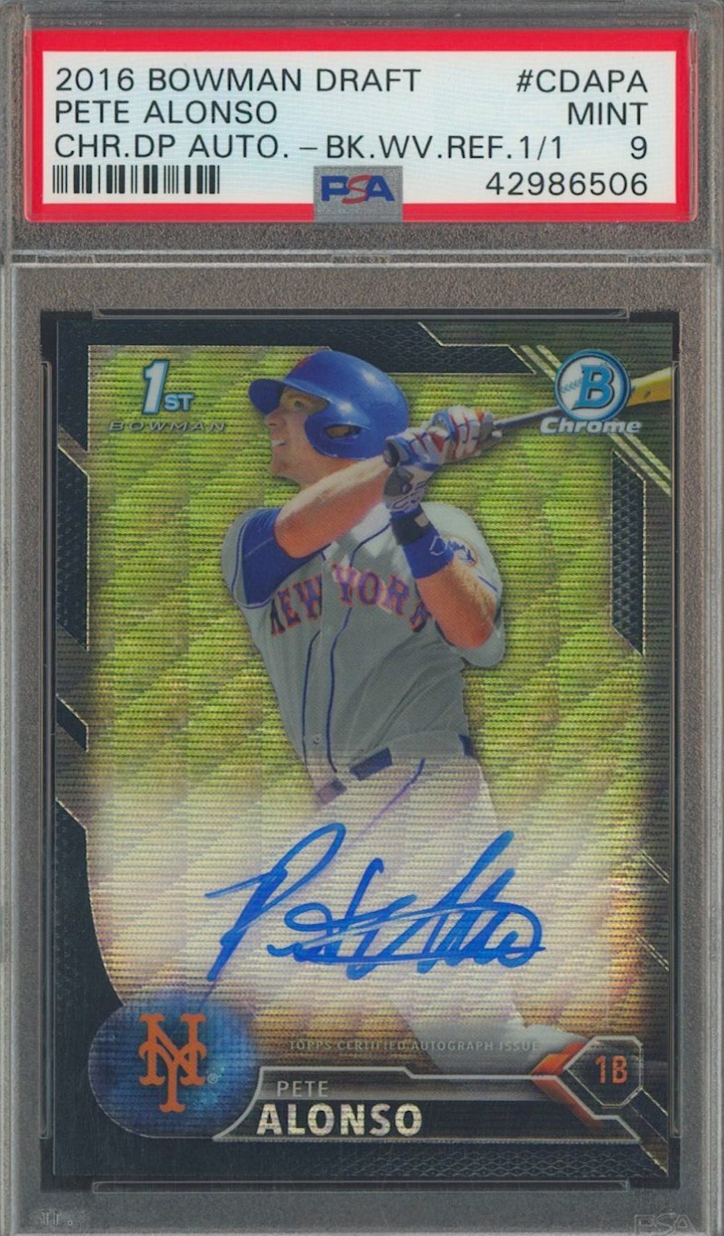 2016 Bowman Draft Pete Alonso rookie card.