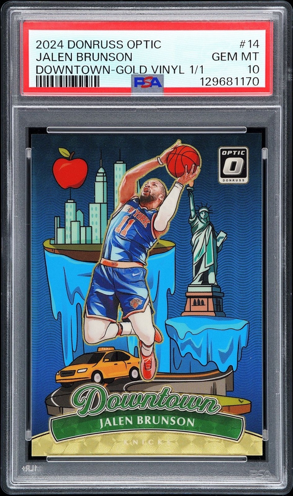 2024 Donruss Optic Jalen Brunson Downtown Gold Vinyl card. 